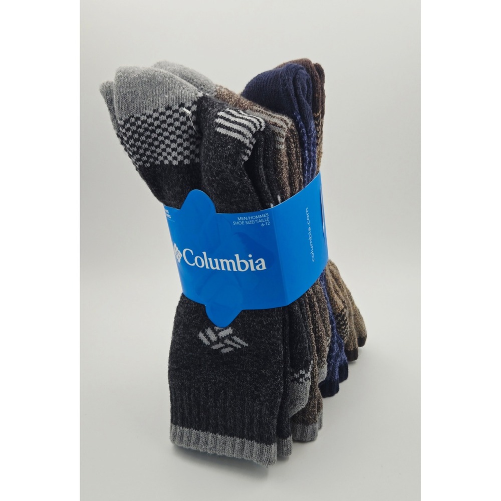 Columbia Mens 4 Pair Crew Socks Multi Color Marled Knit Shoe Size 6-12 RCS022M